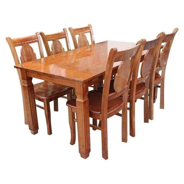  BỘ BÀN ĂN 1M6 K1 + 6 GHẾ SI BÔNG LÚA 