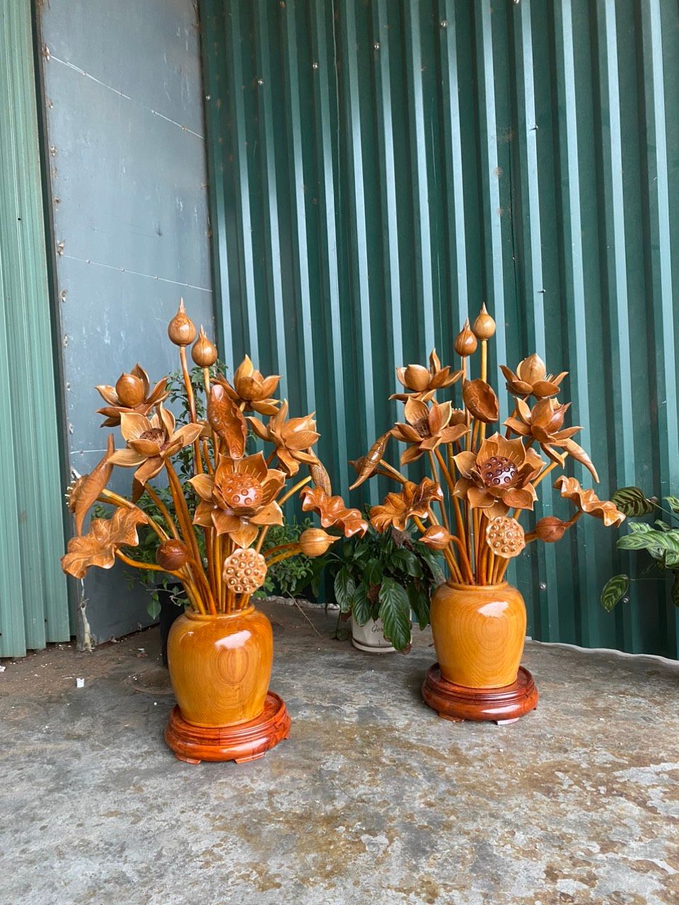  Bình hoa sen gỗ ngọc am 19 cành 