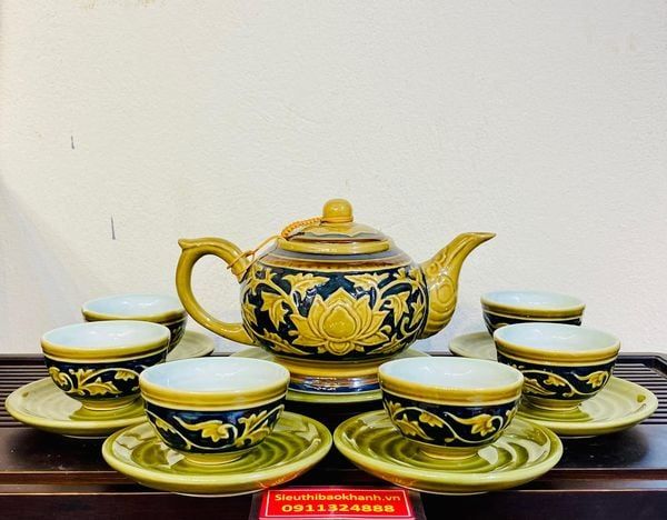  Bộ Ấm Chén Hoa Sen Phù Điêu hàng Đẹp 
