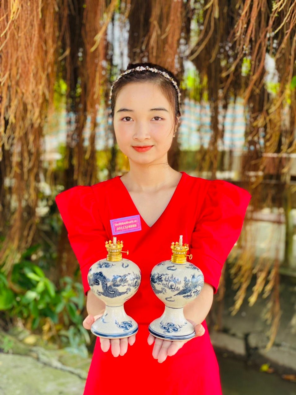  Cặp Đèn Dầu Thờ Nhất Long Cao Cấp Xuất Xứ Bát Tràng 