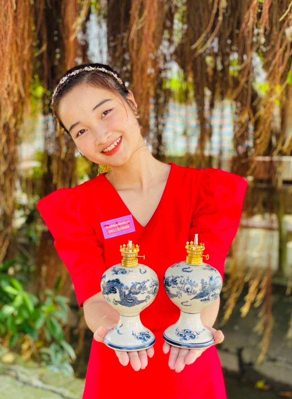  Cặp Đèn Dầu Thờ Nhất Long Cao Cấp Xuất Xứ Bát Tràng 