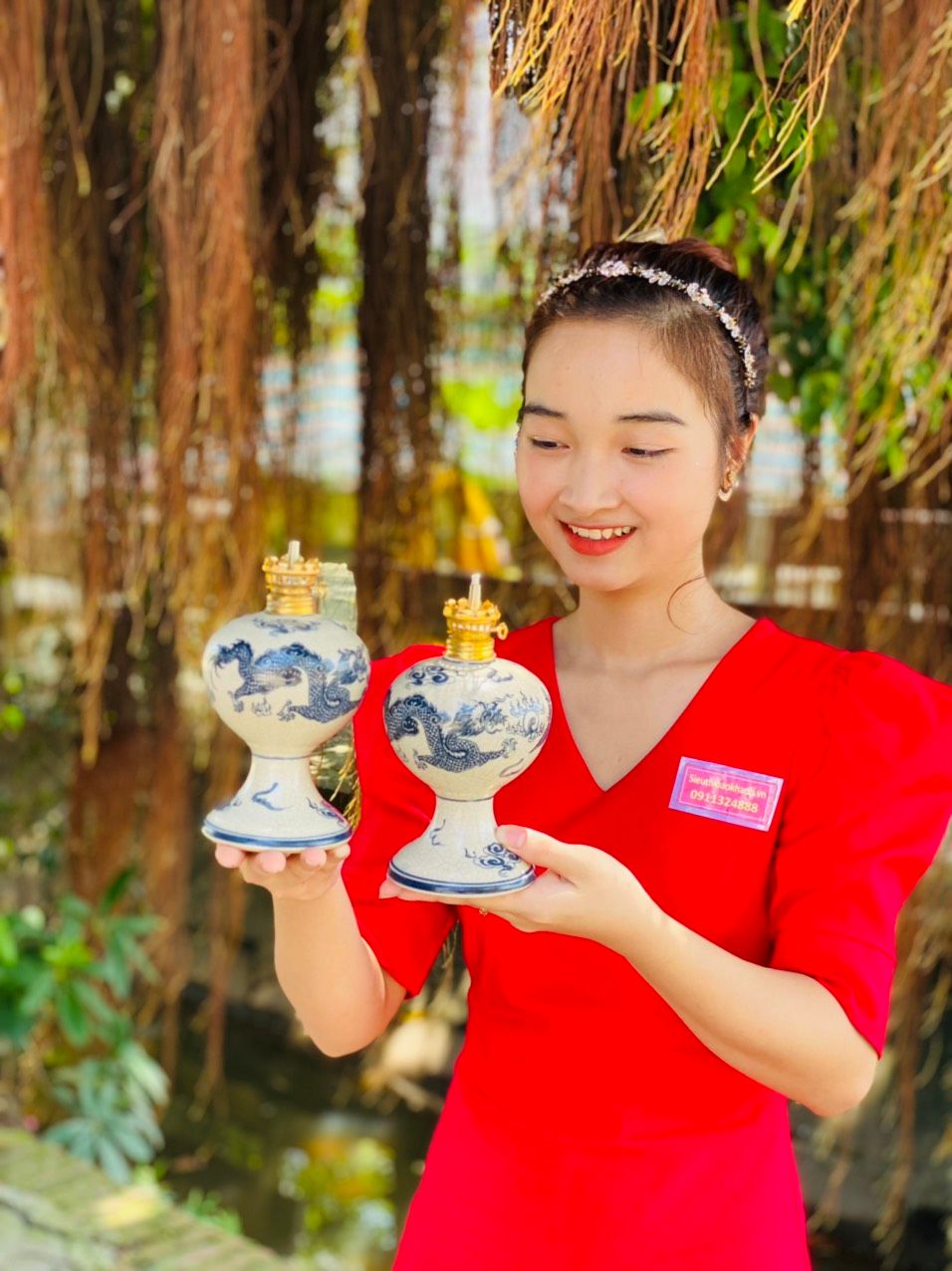  Cặp Đèn Dầu Thờ Nhất Long Cao Cấp Xuất Xứ Bát Tràng 