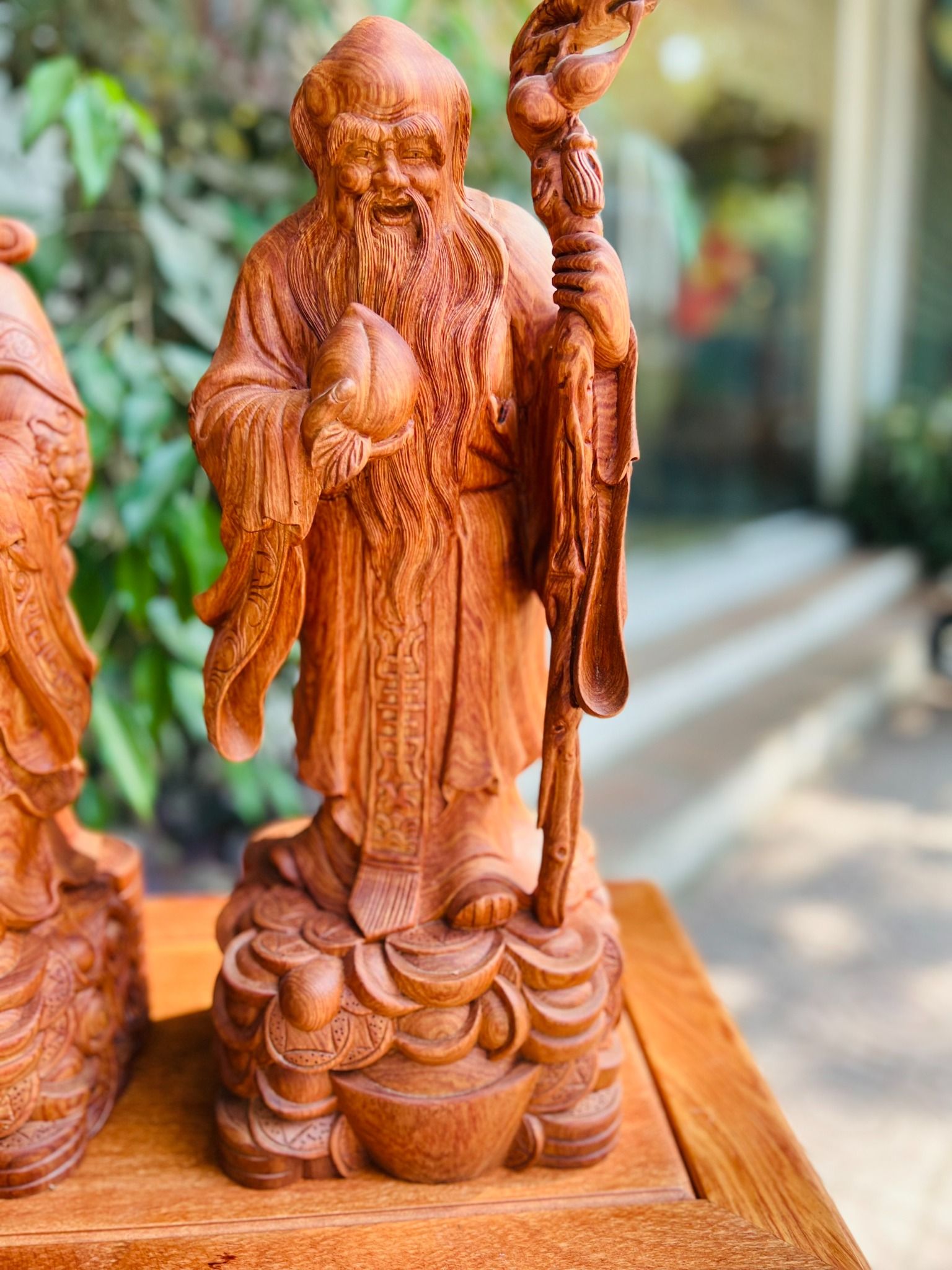  Tượng Bộ Tam Đa Phúc Lộc Thọ Gỗ Hương Nhập Nguyên Khối 