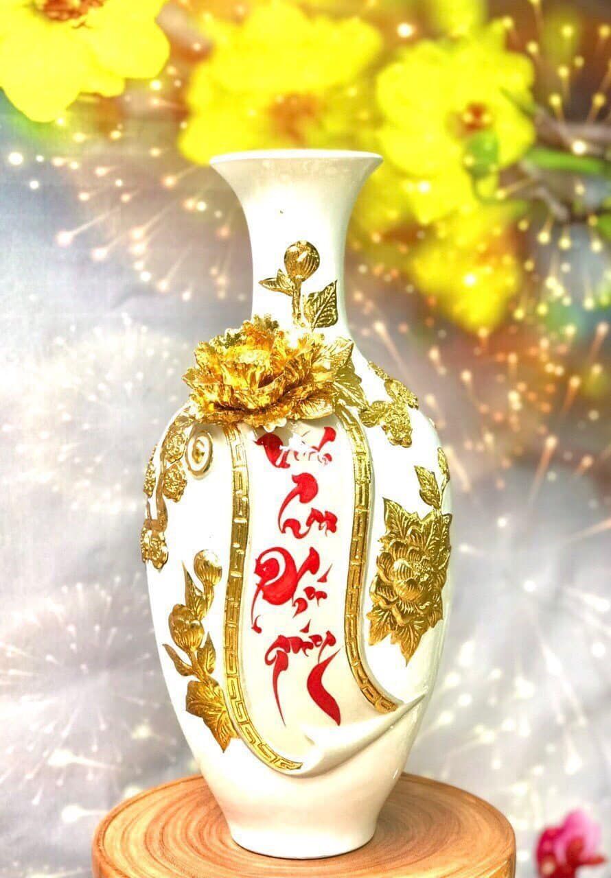  Bình hút lộc đắp nổi dát vàng Vinh hoa phú quý 