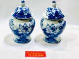  Cặp chóe Gốm sứ đặt bàn thợ họa tiết bông sen 