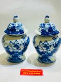  Cặp chóe Gốm sứ đặt bàn thợ họa tiết bông sen 