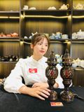  Cặp Đèn Thờ Gỗ Mun Hoa Cao Cấp 