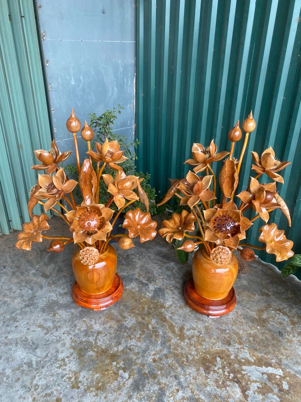  Bình hoa sen gỗ ngọc am 19 cành 