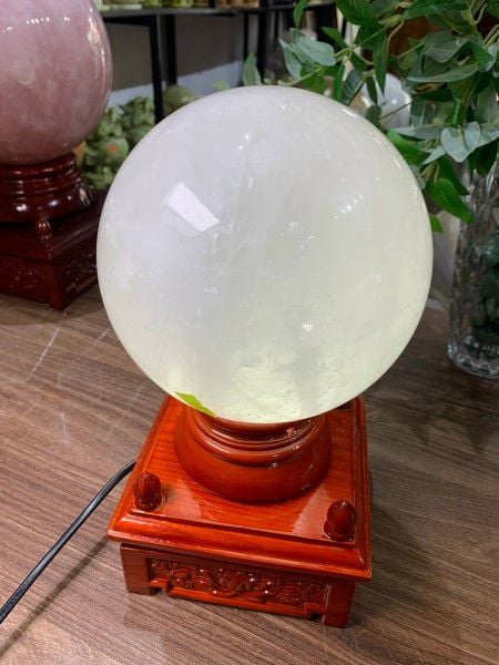  Bi cầu thạch anh trắng phong thủy cao cấp, trang trí phòng khách 