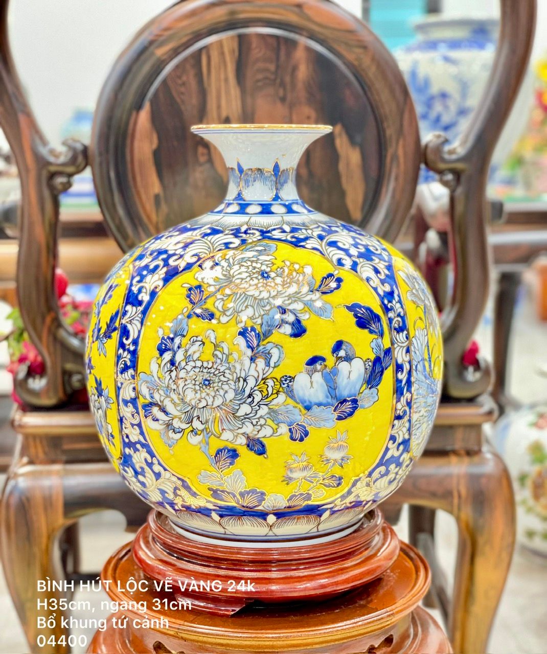  BÌNH HÚT TÀI LỘC VẼ VÀNG TỨ CẢNH 