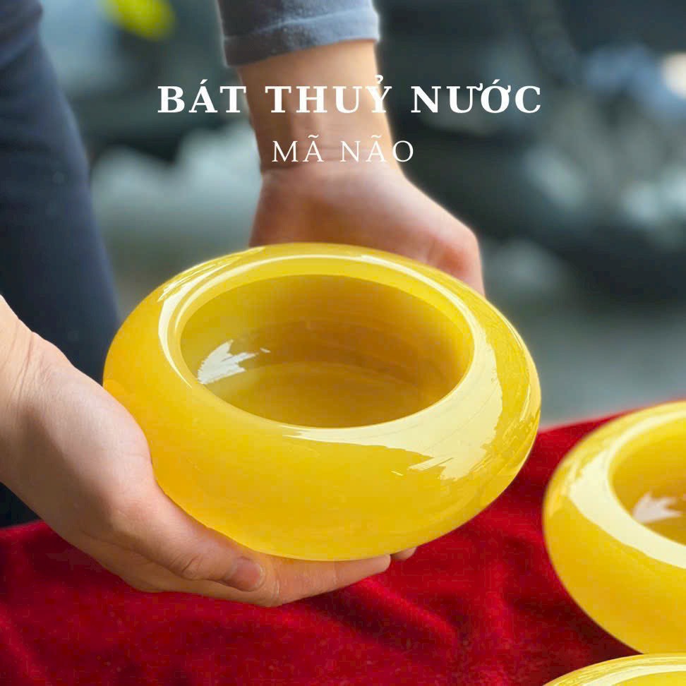  Bát Thuỷ Nước Thờ Thần Tài Đá Mã Não Cao Cấp  ĐK 16cm 