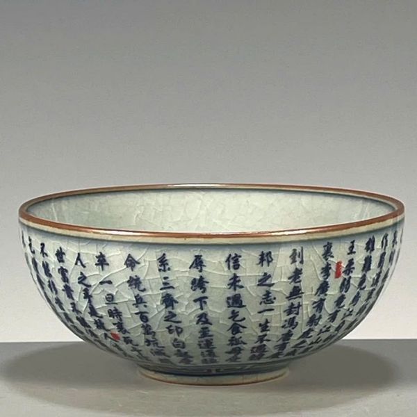  Bát Gốm Sứ Men Rạn Hoa Văn Chữ Thư Pháp BKCECN-9128 