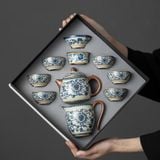  Bộ ấm chén hoa lam kín mật BKCECN-9244 