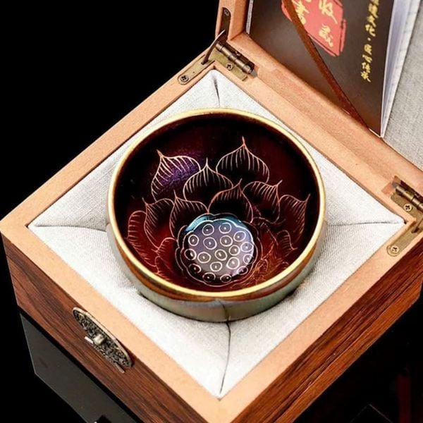 Tách trà hoả biến cao cấp hoạ tiết hoa sen BKCEVN-9004