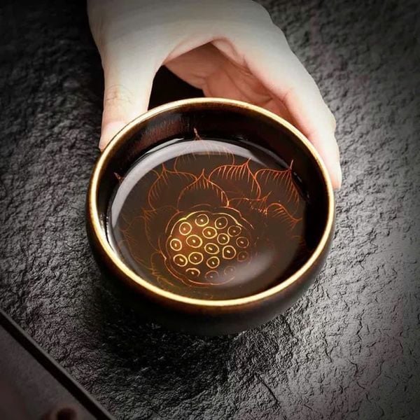 Tách trà hoả biến cao cấp hoạ tiết hoa sen BKCEVN-9004