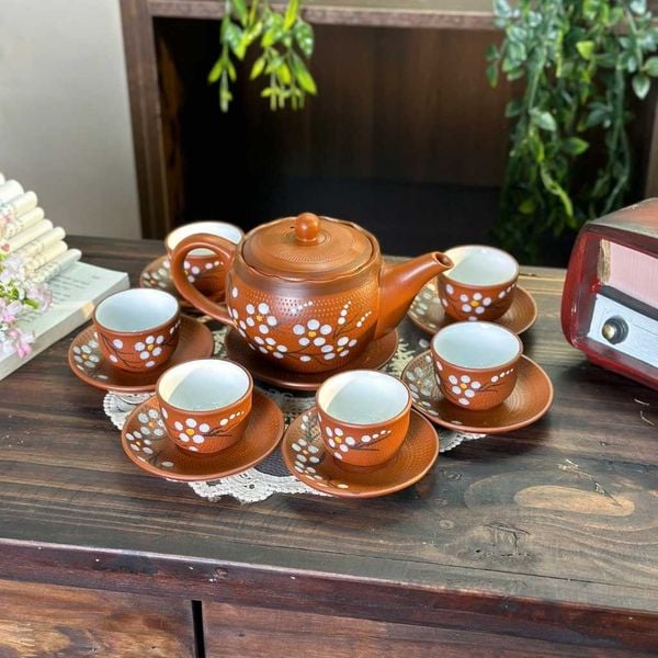  Bộ Ấm Chén Gốm Sứ Bát Tràng Tử Sa Cao Cấp BKCEVN-9106 