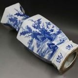  Bình gốm lục giác vẽ lam Cảnh sơn thủy BKCEVN-9237 