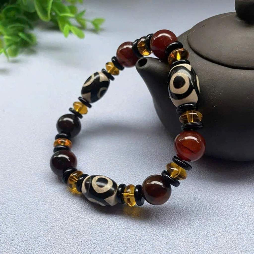 Vòng đá mã não đỏ phối hạt Dzi Tây Tạng BKSTCN-9219 