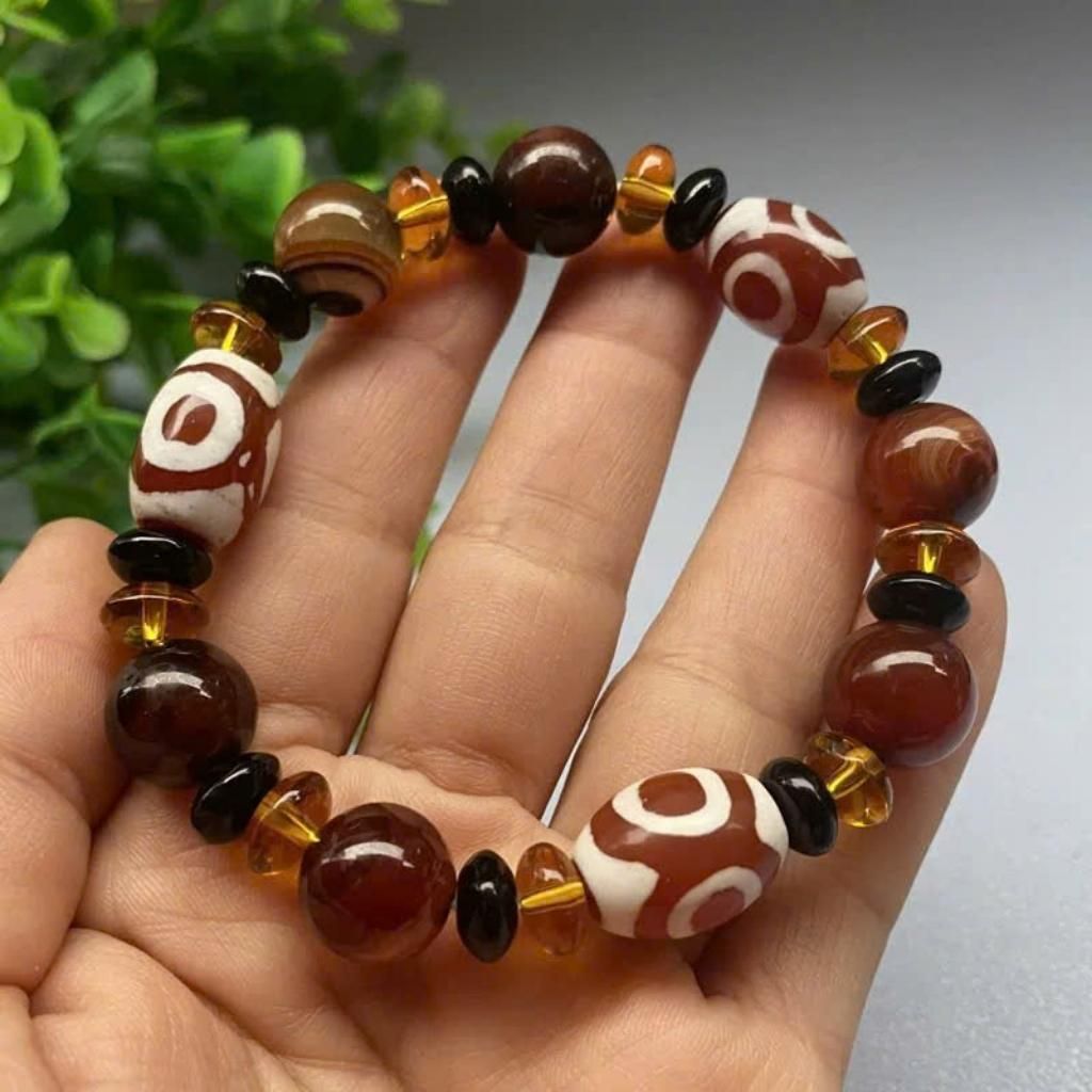  Vòng đá mã não đỏ phối hạt Dzi Tây Tạng BKSTCN-9219 