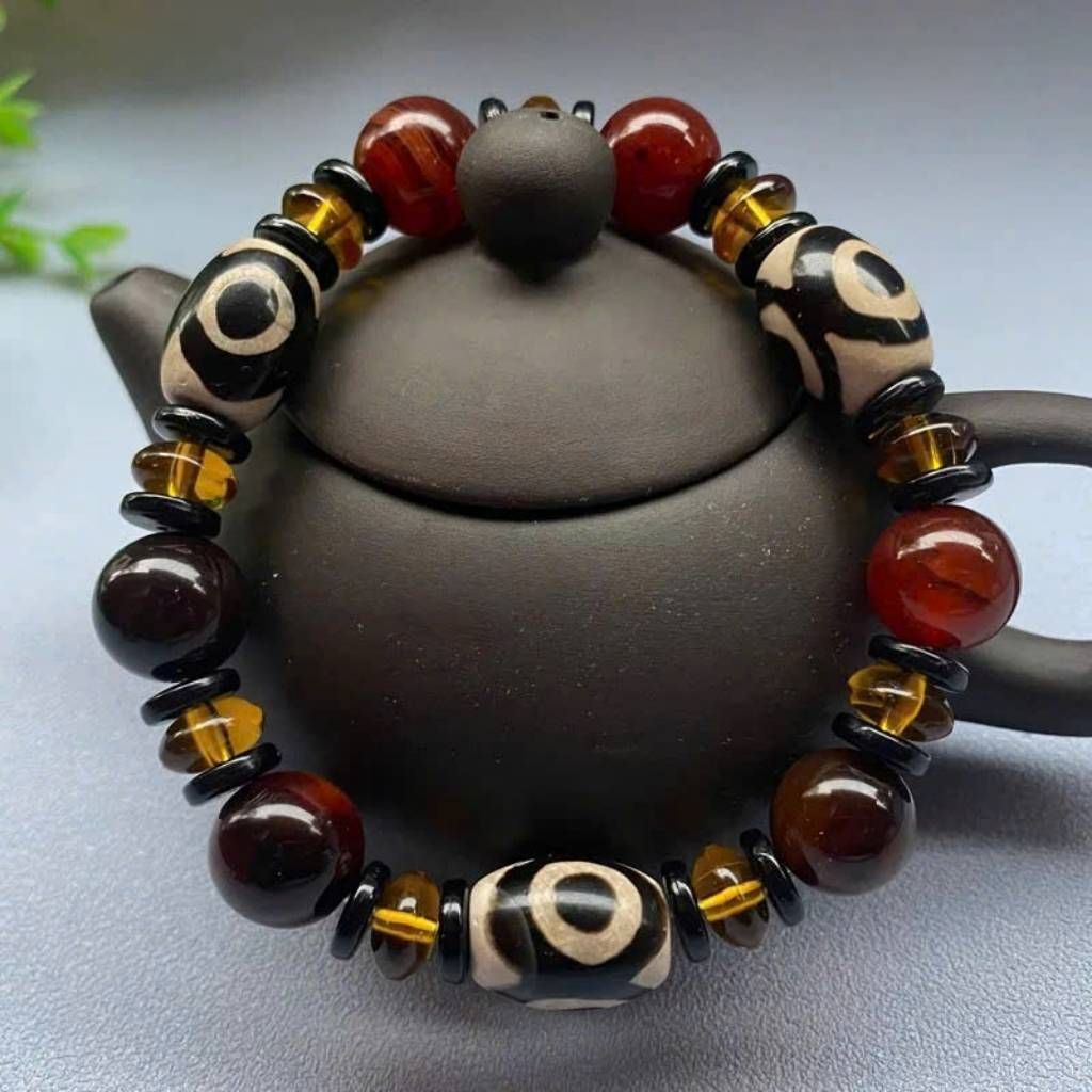  Vòng đá mã não đỏ phối hạt Dzi Tây Tạng BKSTCN-9219 