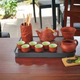  Bộ Ấm Trà Tử Sa Đỏ Hoa Phù Dung – Nghệ Thuật Trà Đạo & Quà Tặng Cao Cấp BKCEVN-8070 