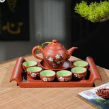  Bộ Ấm Trà Tử Sa Đỏ Hoa Phù Dung – Nghệ Thuật Trà Đạo & Quà Tặng Cao Cấp BKCEVN-8070 