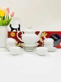  Bộ Ấm Chén Bát Tràng Trắng Trơn Dáng Lượn Ly Dung Tích 600ml 