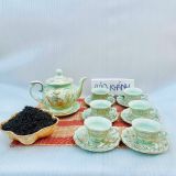  Bộ Ấm Chén Bát Tràng Men Xanh Cốm Hoạ Tiết Hoa Sen Chỉ Vàng Cao Cấp 