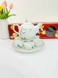  Bộ ấm chén Bát Tràng vẽ Thanh Trúc dáng mẫu đơn cao cấp 