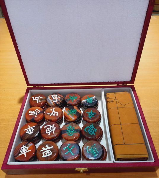  [Ảnh Thật 100%] Bộ Cờ Tướng Ngọc Mã Não Đỏ Cao Cấp 