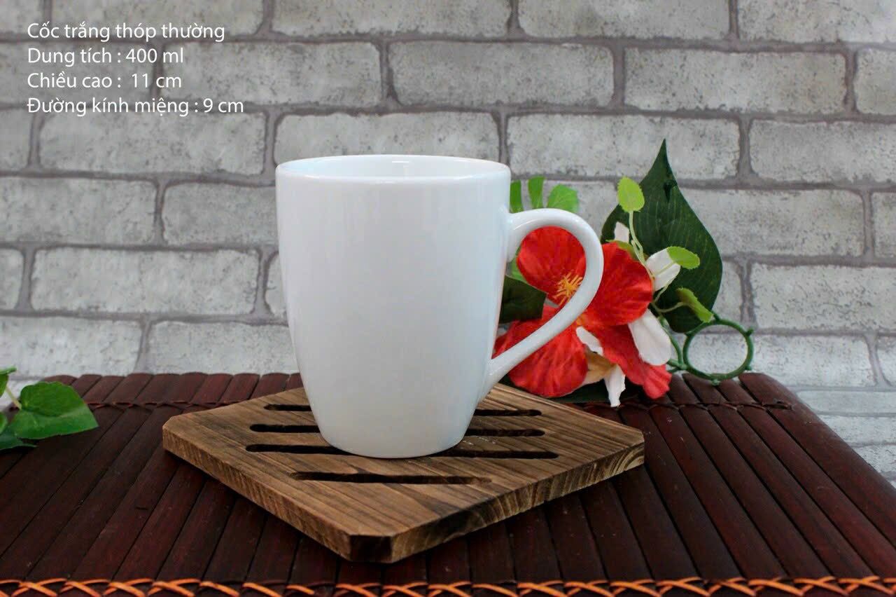  Cốc Sứ Trắng Bát Tràng Cao Cấp + Nắp+ In Chữ + Hộp Giấy + Hộp Xi Siêu Đẹp và Đa Dạng Mẫu Mã 