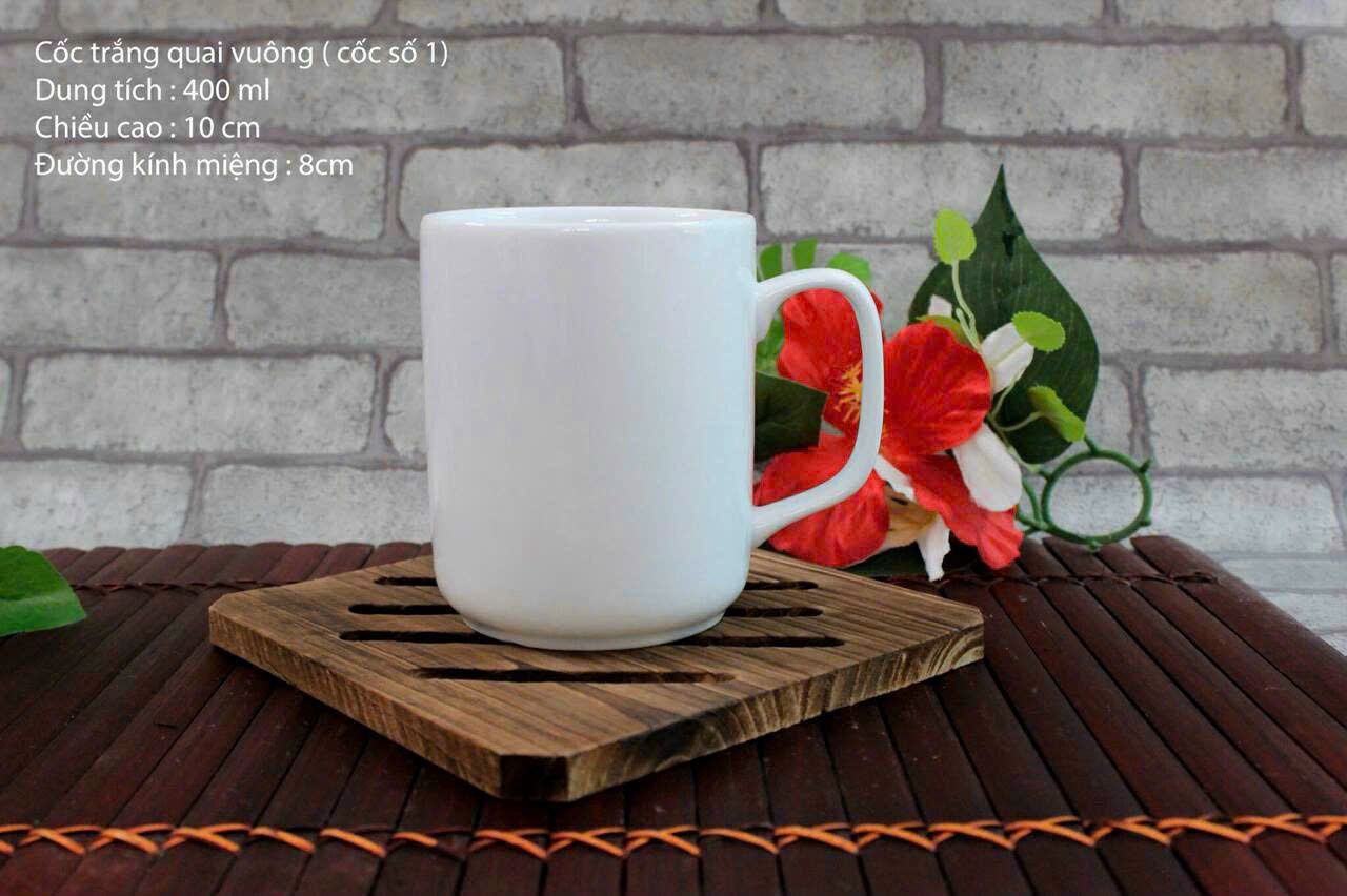  Cốc Sứ Trắng Bát Tràng Cao Cấp + Nắp+ In Chữ + Hộp Giấy + Hộp Xi Siêu Đẹp và Đa Dạng Mẫu Mã 