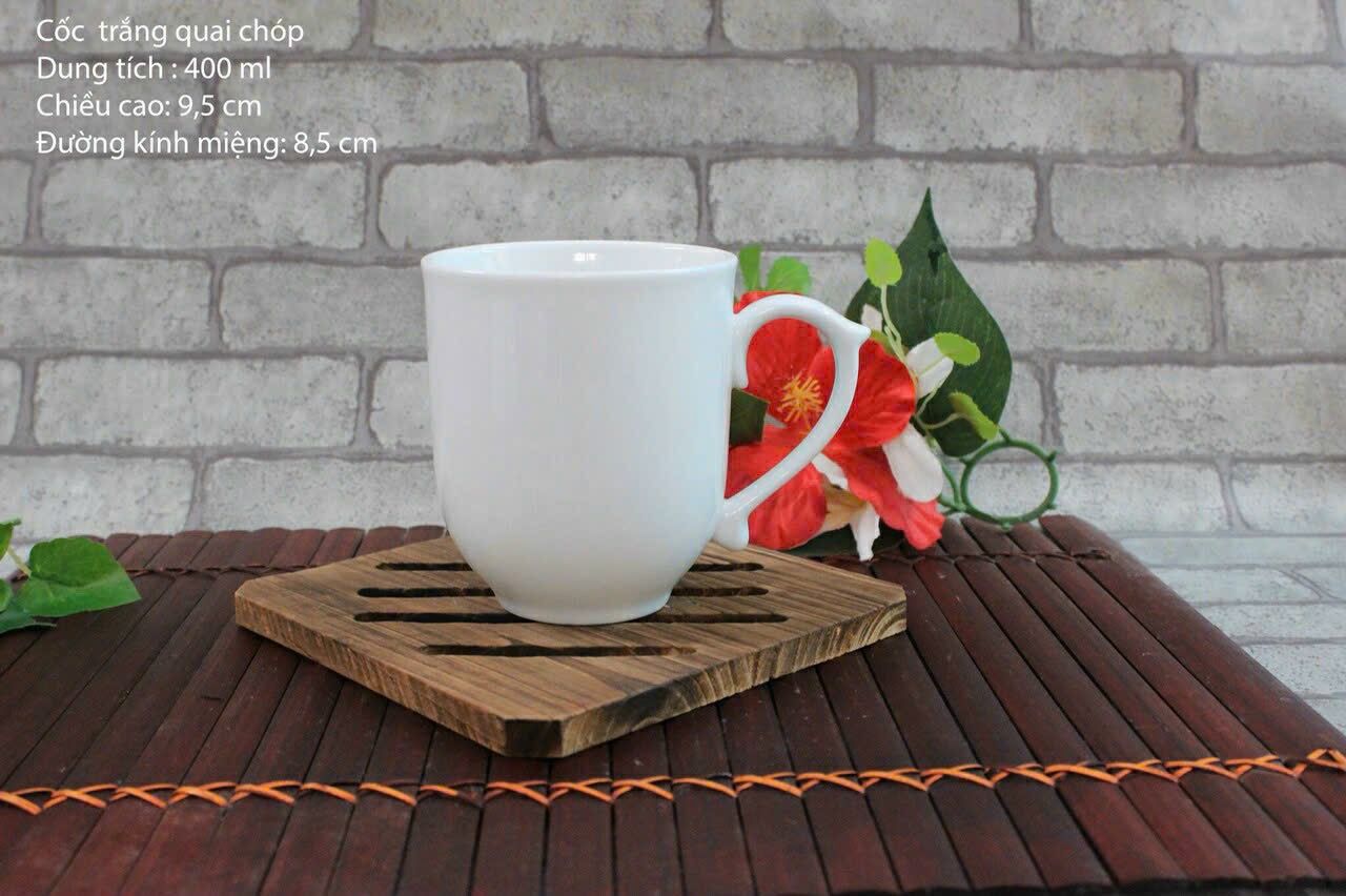 Cốc Sứ Trắng Bát Tràng Cao Cấp + Nắp+ In Chữ + Hộp Giấy + Hộp Xi Siêu Đẹp và Đa Dạng Mẫu Mã 