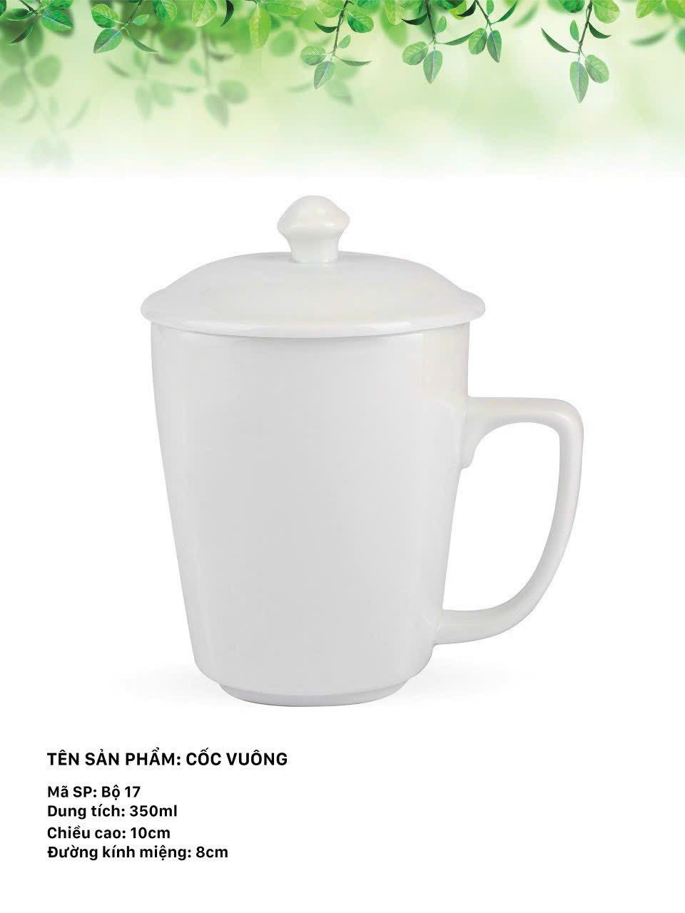  Cốc Sứ Trắng Bát Tràng Cao Cấp + Nắp+ In Chữ + Hộp Giấy + Hộp Xi Siêu Đẹp và Đa Dạng Mẫu Mã 