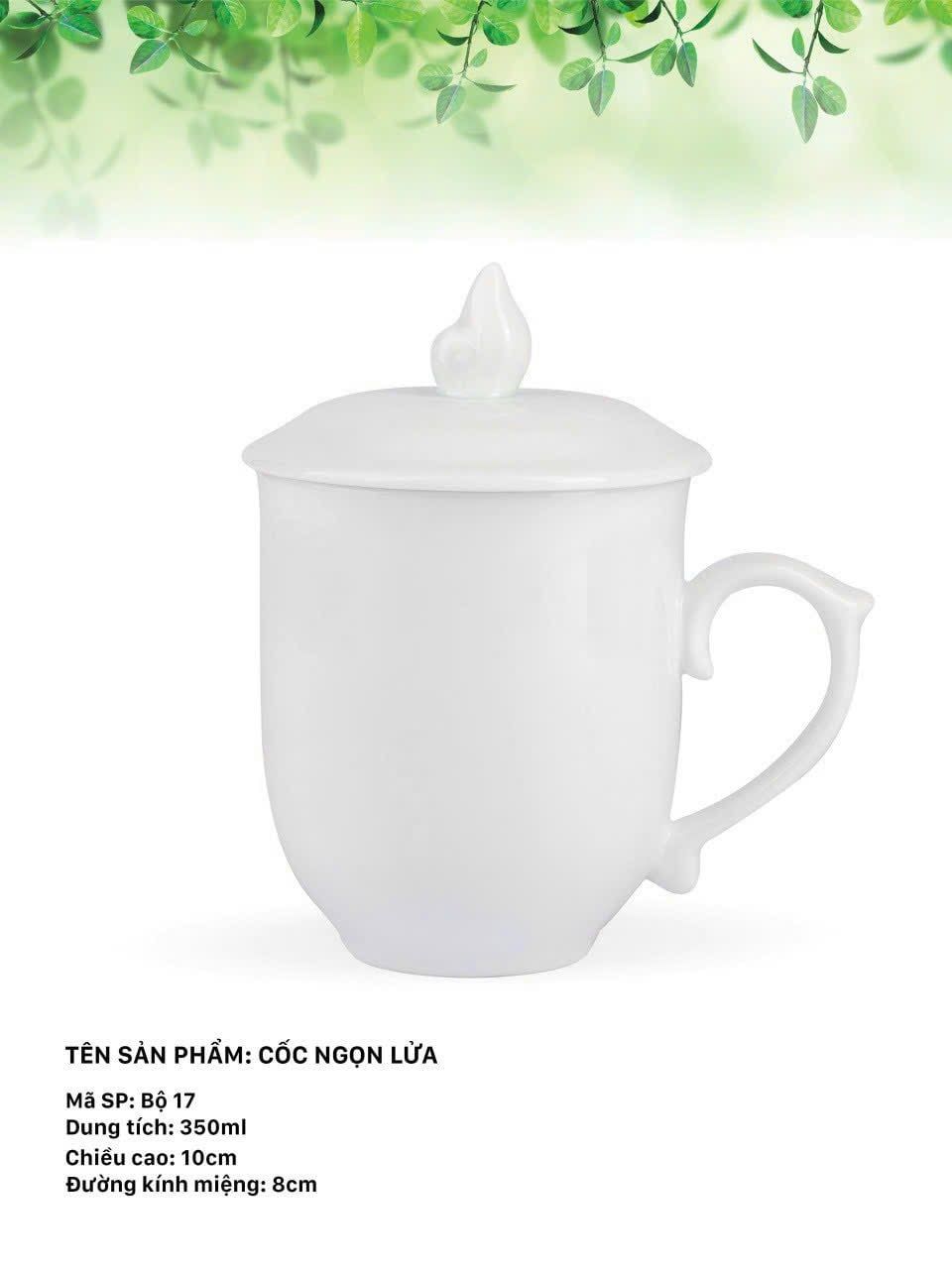  Cốc Sứ Trắng Bát Tràng Cao Cấp + Nắp+ In Chữ + Hộp Giấy + Hộp Xi Siêu Đẹp và Đa Dạng Mẫu Mã 