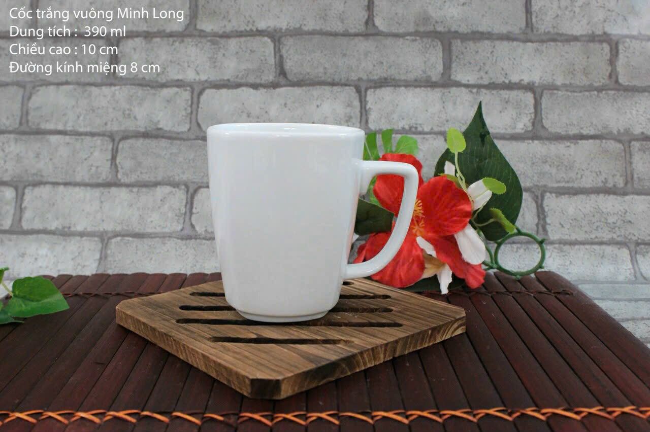  Cốc Sứ Trắng Bát Tràng Cao Cấp + Nắp+ In Chữ + Hộp Giấy + Hộp Xi Siêu Đẹp và Đa Dạng Mẫu Mã 