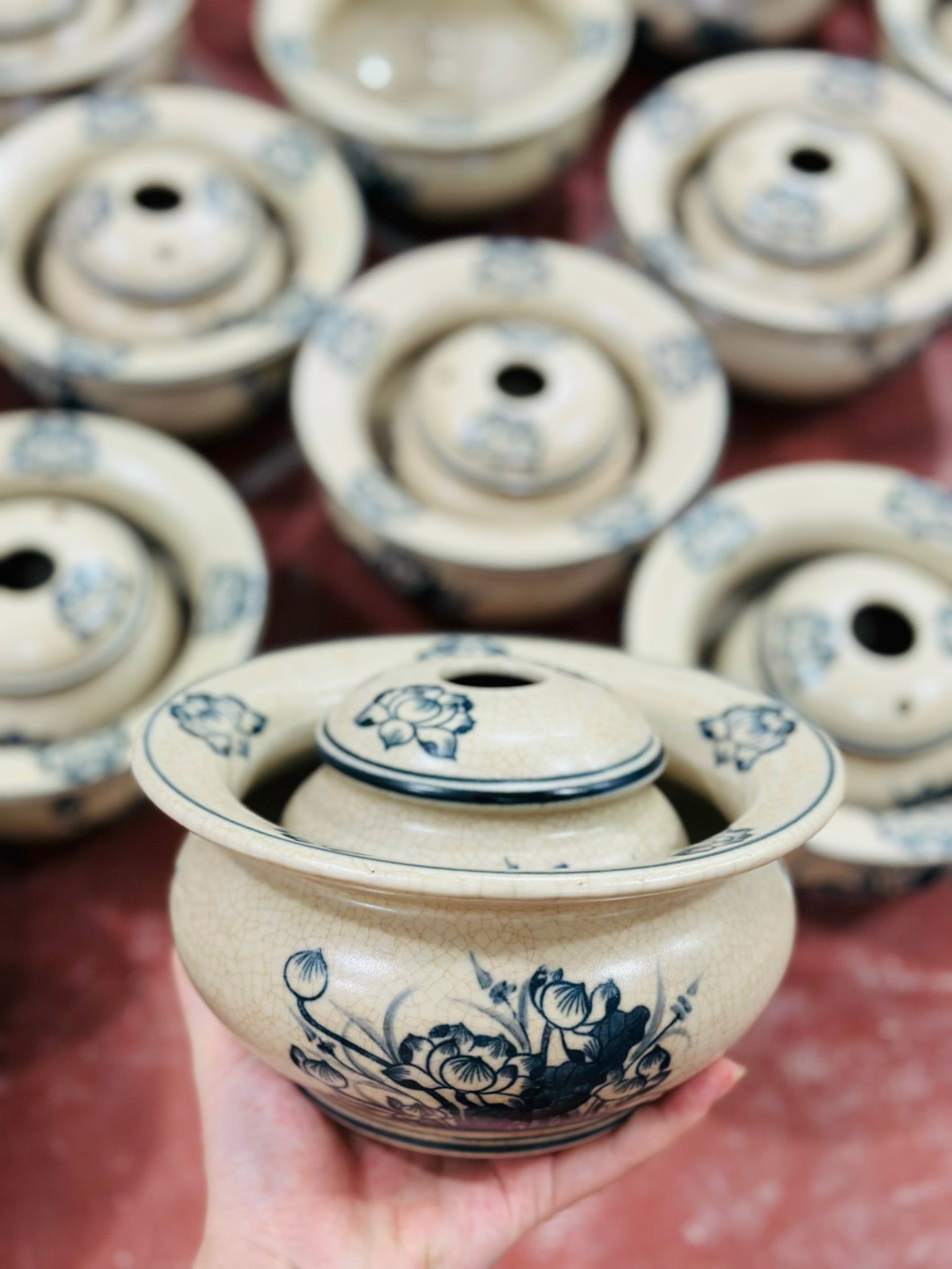  Điếu Bát Bát Tràng Men Rạn Sơn Thuỷ Cao Cấp 