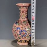  Bình gốm nền hồng hoa văn thủy tiên BKCECN-9177 