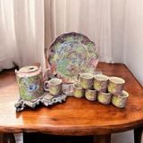  Ấm chén độc bản khay tròn lượn đồng BKCEVN-9139 