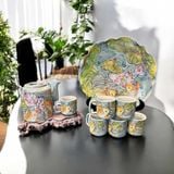  Ấm chén độc bản khay tròn lượn đồng BKCEVN-9139 