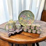  Ấm chén độc bản khay tròn lượn đồng BKCEVN-9139 