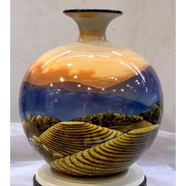  Bình hút lộc cao 34cm cảnh ruộng bậc thang vùng cao BKCEVN-9153 