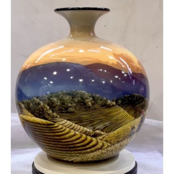  Bình hút lộc cao 34cm cảnh ruộng bậc thang vùng cao BKCEVN-9153 