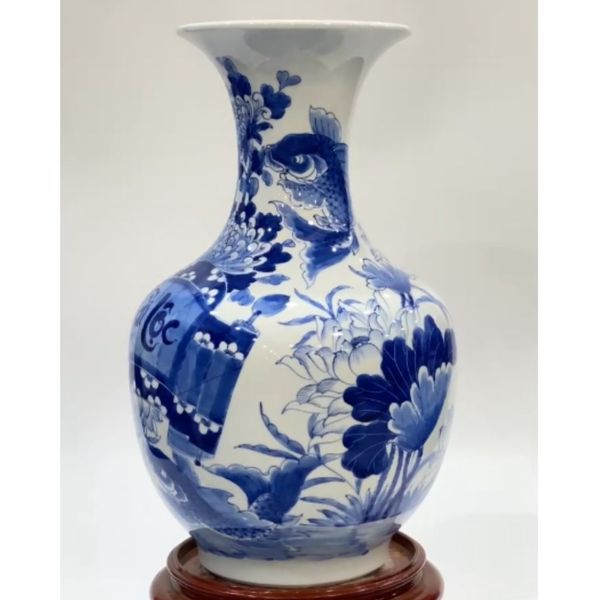  Bình gốm tài lộc dáng tỏi vẽ tay BKCEVN-9165 