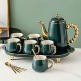  Set bình trà gốm cao cấp tay cầm vàng BKCEVN-9207 