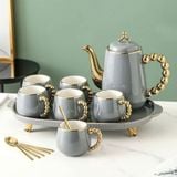  Set bình trà gốm cao cấp tay cầm vàng BKCEVN-9207 