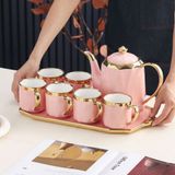  Set bình trà gốm men kem phối vàng BKCEVN-9208 