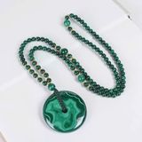  Dây chuyền ngọc lục bảo mặt tròn bình an BKSTCN-9161 