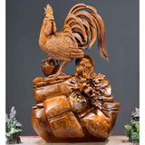  Gà Nhất kê kim tiền tài lộc Gỗ Nu Ngọc Am đỏ BKWOVN-9143 