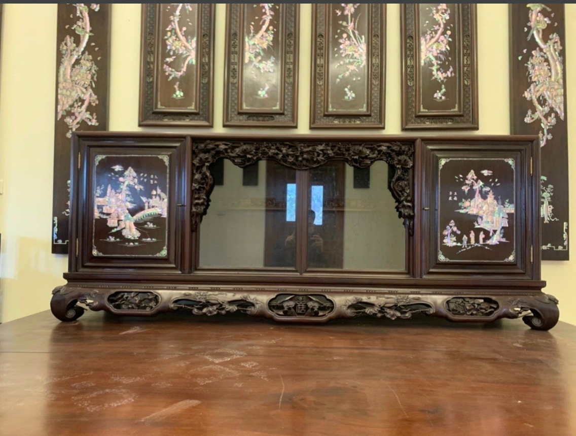  Tủ chè gỗ gụ khảm ốc đẹp 
